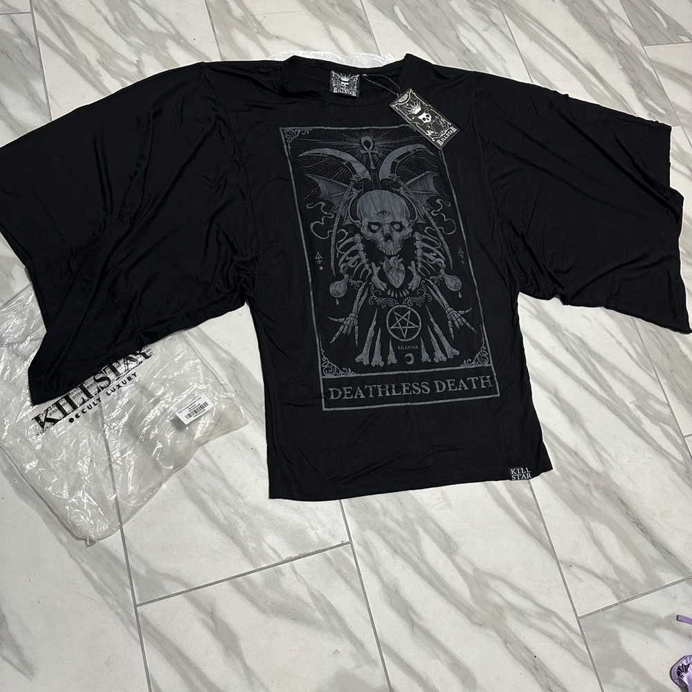 Killstar Deathless Death skull pentagram bones satanic kimono sleeve top shirt